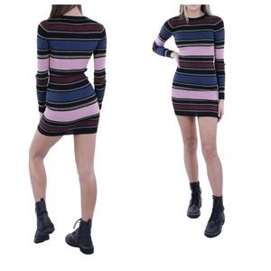 Planet Gold Juniors Rib Knit Stretch Casual Party Mini Long Sleeve Sweater dress